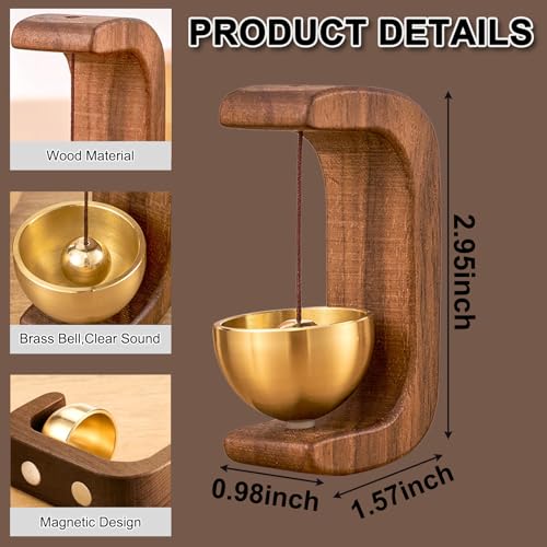 2Pack Magnetic Door Chime, Wooden Wind Chime Bells for Door Opening, Wireless Adhesive Entry Alert with Soft Chime for Home, Office, Pet Doors
