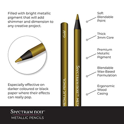 Spectrum Noir Metallic Art Sketching Drawing Colouring Pencils, Multicolours, Pack of 12
