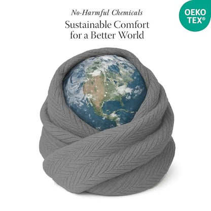 Threadmill Luxury 100% Cotton Queen Herringbone Blanket, Dark Grey - color: Dark Grey, size: Queen (90" x 92")