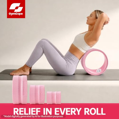 GymCope 3-Pack Back Roller Wheel Set, Spine-Safe Groove, 500 lbs | 1/2in sweat-resistant foam over ABS core, 3-pack 4in 6in 10in wheels, spine-safe groove, 500 lbs, yoga pilates gym, pvc free - style: 3Pack(4"+6"+10")-Pink