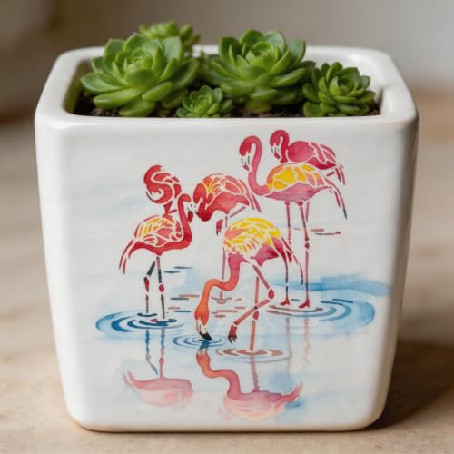 TIAMECH A4 Reusable Flamingo Stencil for Painting | Waterfowl Pond Layering Template, DIY Wall Art, Wood Furniture, Scrapbook & Crafts (8.3x11.7inch) - style: Many Flamingos