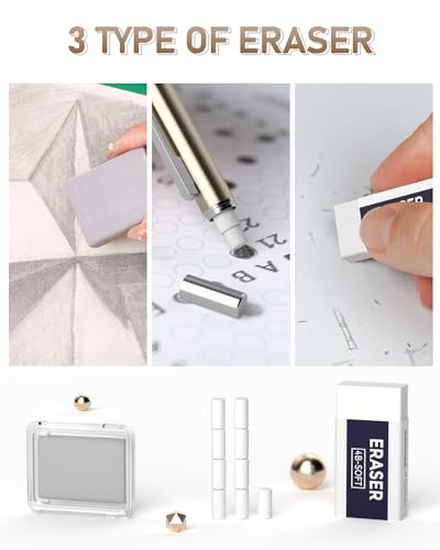 Nicpro 35PCS Art Mechanical Pencil Set, 3 PCS Metal Drafting Pencil | 0.5 & 0.7 & 0.9mm & 3 PCS 2mm Lead Holder (6B 4B 2B HB 2H 4H Colors) For Sketching Drawing With 20 Tube Lead Refills Case - color: Black, style: 0.5 0.7 0.9 2.0