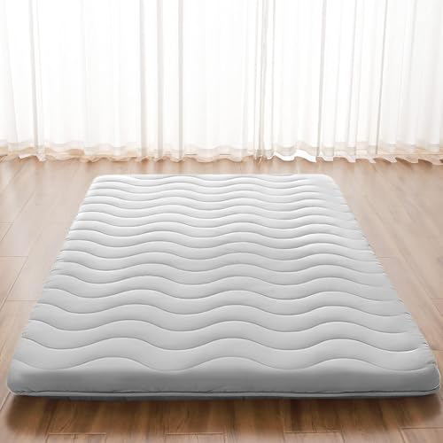 Japanese Futon Floor Mattress, 100% High Density Comfortable Foam, 3.5" Thicken Foldable Mattress Tatami Mat Sleeping Pad, Ideal for Comfort and Support, Kids Floor Lounger Pillow Bed Sofa (Full） - color: Grey, size: Full( 80 x 54)