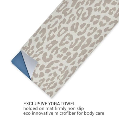 YETTASBIN Leopard Yoga Mat Towel, Non Slip Sweat Absorbent Hot Yoga Towel Portable Lightweight Travel Workout Towel with Storage Bag for Home Yoga, Pilates, Fitness 73x 27 Inch
