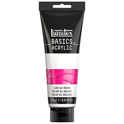 Liquitex BASICS Gloss Gel Medium, 250ml (8.4oz) Tube | Acrylic paint medium; Gloss finish, Thickens Fluid/Medium Body Paint, More Prominent Brush & Knife Marks - style: Gloss Gel