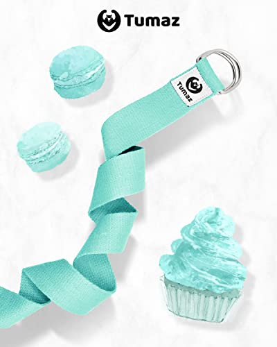 Tumaz Yoga Strap for Stretching with Adjustable D-Ring, 6/8/10 ft - color: 14. Turquoise, size: 6 Feet