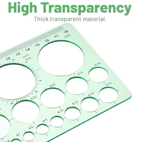 2 Pcs Circle Stencils,Portable Circle Template for Drawing | Lightweight Circle Ruler Geometric Stencil Shapes Circles,Triangles,Squares,Hexagons for Office,School,Building Formwork