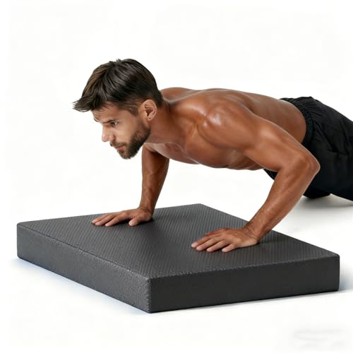High-Density Balance Pad, Extra Large Balance Pad for Physical Therapy, TPU Foam Balance Board for Rehabilitation Stability Workout Knee and Ankle Exercise - color: Black, size: 15.7*13*2 inch