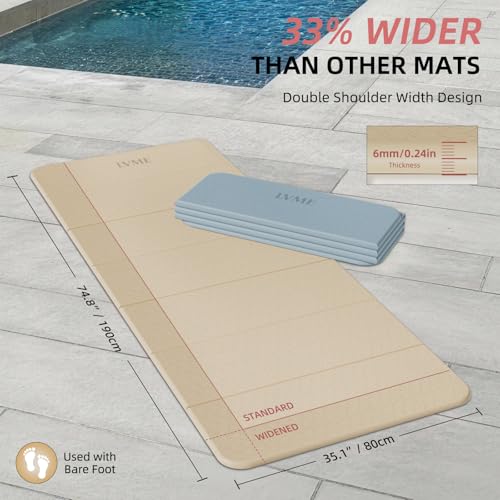 Foldable Yoga Mat 74"x47.2"x 0.4" – Large Yoga Mat - color: Cream