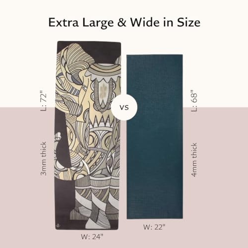 Shakti Warrior Suede Yoga Mat, Non Slip, 72 x 24 Inch, 3mm Thick - color: Elephant