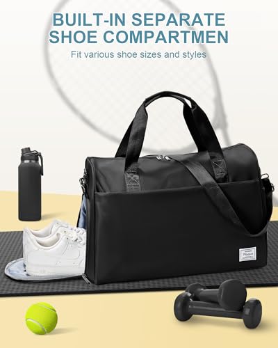 Travel Weekender Bags with Shoe Compartment Overnight Bag Black - color: K1-Black