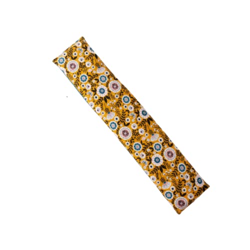 Microwave Heating Pad - Ice Pack - Contains Flax Seed and Dried Lavender - Can be Used Warm or Cold - 4 Sizes Available (5" x 23", Mustard Floral) - size: 5" x 23"