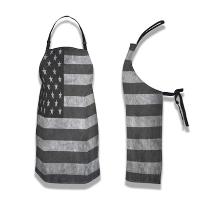 Kitchen Apron for Men Black and White American Flag Kitchen Aprons for Women for Cooking Restaurant BBQ Painting Crafting Gardening 27” (W) x 31” (H), Waterproof Apron - color: American Flag