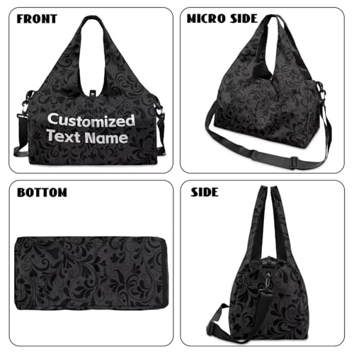 Yoga Gym Bag with Removable Adjustable Shoulder Strap, Shoe Compartment & Top Yoga Mat Holder 17.72x8.66x9.84in - color: A Customized Text Name