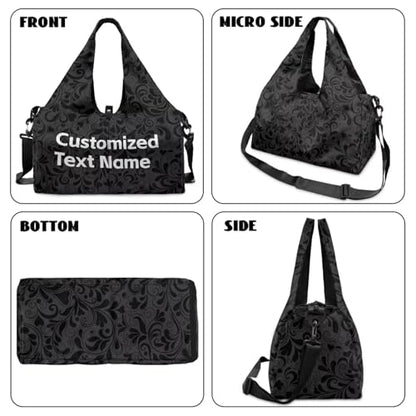 Yoga Gym Bag with Removable Adjustable Shoulder Strap, Shoe Compartment & Top Yoga Mat Holder 17.72x8.66x9.84in - color: A Customized Text Name