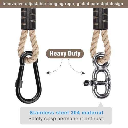 SELEWARE 10ft Tree Swing Rope, Adjustable Hammock Straps Hanging Kit - color: Beige-1 Pack, size: 10ft