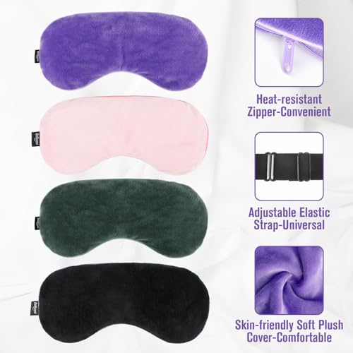 BeHoomi Cooling & Heated Eye Mask, Weighted Eye Mask for Sleeping, Purple - color: Purple