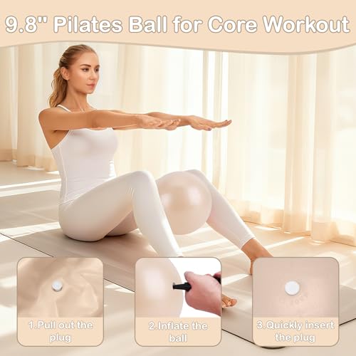 Hoedia Pilates Kit for Women, Pilates Equipment Ring and Ball Set - color: Nude