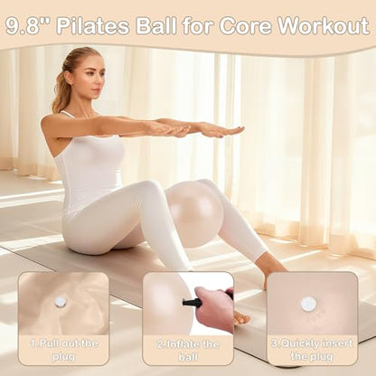 Hoedia Pilates Kit for Women, Pilates Equipment Ring and Ball Set - color: Nude