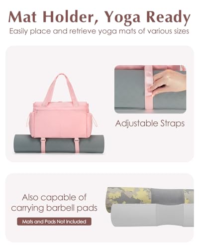 Small Gym Bag, Mini Gym Bag with Yoga Mat Holder & Wet Compartment, Pink - color: Pink