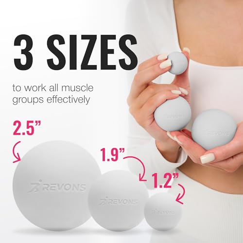 3 in 1 Massage Ball Set - Lacrosse Balls for Myofascial Release, Back Pain Relief, Face Fitness, Trigger Points, Yoga, Physical Therapy, Muscle Recovery and Soft Deep Tissue Massage (Gray) - color: Gray
