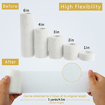 Nuanchu 5 Rolls 25 Yards Mummy Bandage Wrap Gauze Halloween Costume | Self Adhesive Stretch Bandage Rolls, Easy Wrap for Cosplay Mummy Halloween Costume Party, Fits Women Men
