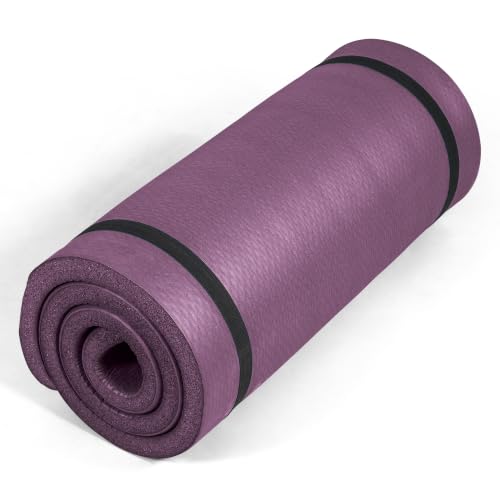 Tone Fitness 1-Inch Thick Yoga Mat | High-Density, Non-slip Exercise Mat with Carrying Strap for Yoga, Pilates, & Home Gym Workouts | Multiple Options - color: Purple, style: Diamond