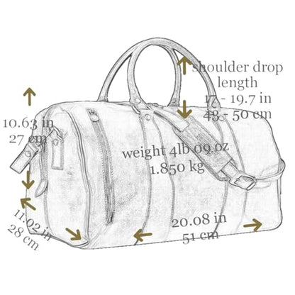 Time Resistance Leather Duffel Bag - Large Weekend Gym Travel Bag (Brown) - color: Dark Brown