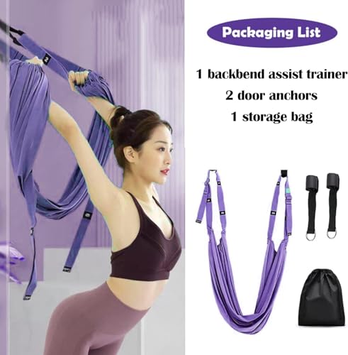 Aerial Yoga Rope for Door,Yoga Door Swing,Leg Stretcher Strap - color: purple.