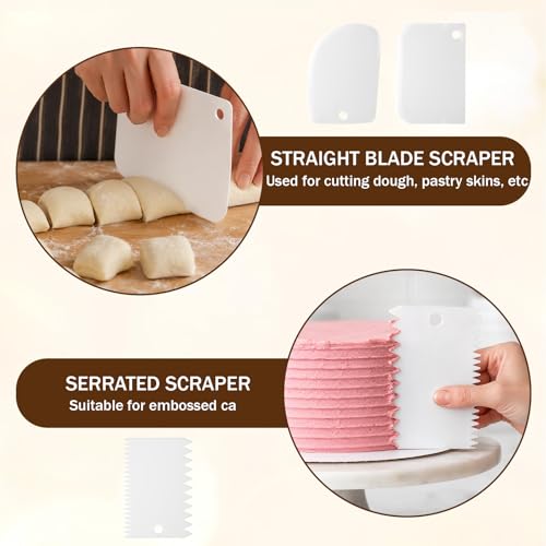 JJUNW 1 Pc Small Rolling Pin, Wooden Pizza Dough Roller Rolling Pin Clay Texture Roller, Baking Double-Ended Rollings Pins With 3 Scrapers For Cookies, Pie, Bread Dough Kitchen Tool