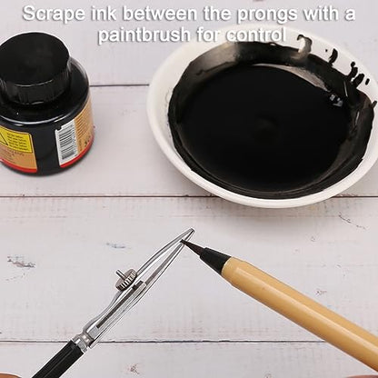 Ruling Pen for Masking Fluid, Cross Hinged Ruling Pen for Cartography, Calligraphy, Fine Line Drawing, Suitable for Use with Masking Fluid, Drawing Ink, Indian Ink and Gouache - color: Black, style: Cross Hinged