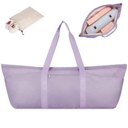 sportsnew Large Yoga Mat Bag Trolley Sleeve Gym Carrier Shoe Bag Wet Pocket | water-resistant fabric, large capacity,wide full-zip opening,separate shoe bag,2 yoga mat holder straps,multi-pocket storage - color: Purple
