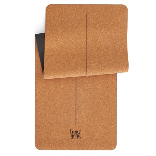 LunaYena Cork Yoga Mat - Eco-Friendly Non-Slip Natural Cork & Non-Toxic Rubber Base for Women & Men, 4mm Thick for Hot Yoga/Pilates/Fitness, 72"x24" Durable Sustainable Design for Home/Studio/Outdoor