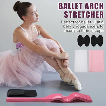 Silipull Ballet Foot Stretcher Set Dance Stretching Equipment Pine Dance Feet Arch Enhancer with Elastic Stretch Band 2 Pads Leg Strap Carry Bag for Dancers Gymnastics Yoga Flexibility Workout - color: Pink