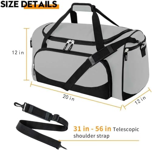 Uarition Gym Bag for Men & Women - 50L Large Duffle Bag for Travel, Grey - color: Grey