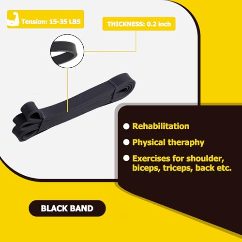 Pull Up Bands, Resistance Bands, Pull Up Assistance Band Exercise Bands for Men & Women Working Out, Body Stretching, Physical Therapy, Muscle Training - color: Black