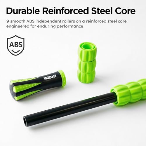 Muscle Roller & Massage Roller Stick for Athletes - Lymphatic Drainage Support, Relieves Muscle Soreness, Cramping & Tightness - Targets Legs, Arms, Back & Calves （Green ） - color: Green