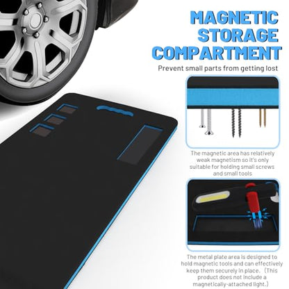 2 Pcs Extra Large Mechanic Kneeling Pad, 39" x 19" Thick Soft EVA Foam Mat with Magnetic Slots for Screws & Accessories, Knee Cushion for Auto Repair, Gardening, Workshop, Exercise,Camping - size: Large