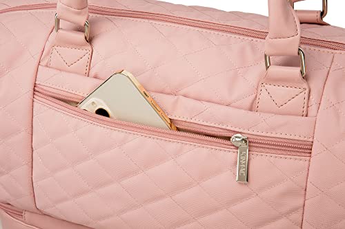 Kinmac Women's Travel Duffel Bag,Sports Gym Yoga Duffel Bag Weekender Overnight Totes Bag (Pink Embroider) - color: Pink Embroider