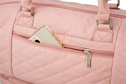 Kinmac Women's Travel Duffel Bag,Sports Gym Yoga Duffel Bag Weekender Overnight Totes Bag (Pink Embroider) - color: Pink Embroider