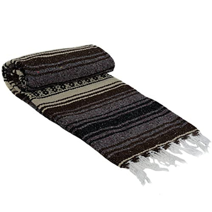 La Montana Bulk Falsa Mexican Blanket, 4 Pack, Dark Brown/Tan/Charcoal - color: Dark Brown/Tan/Charcoal