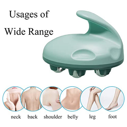 WMM Hand Held Massager, Full Body Massage Tool with Roller Ball Massager Manual 360-degree-roller for Muscle Back Neck Joint Foot Shoulder Leg Pain Relief with Portable Design - color: Green