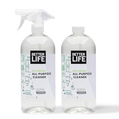 Better Life All Purpose Cleaner - Multipurpose Home and Kitchen Cleaning Spray for Glass, Countertops, Appliances, Upholstery & More - Multi-surface Spray Cleaner - 32oz (Pack of 2) Unscented - size: 32 Fl Oz (Pack of 2)