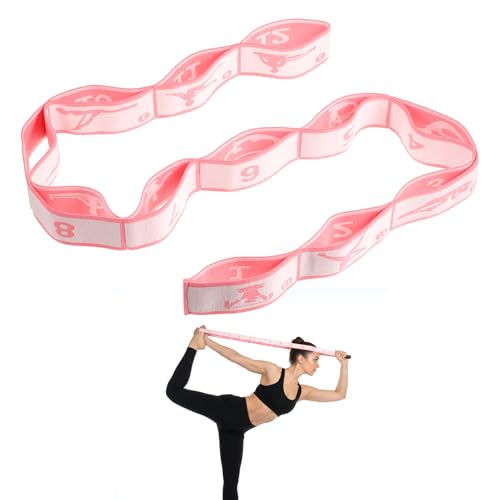 12 Loops Yoga Band, Yoga Bands for Stretching Stretching Bands Stretch Straps with Loops for Dance, Gymnastics, Physical Therapy, Flexibility & Resistance Training, Ballet, Latin Workouts