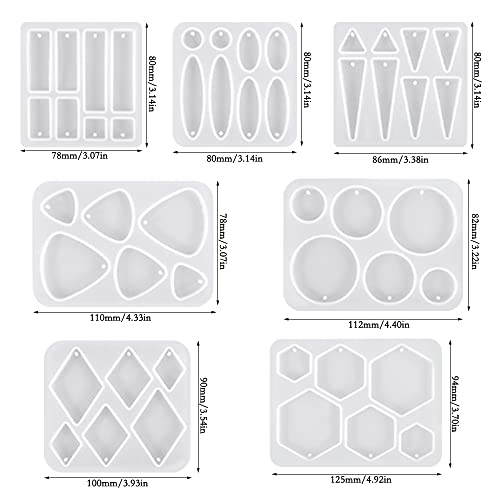 SENHAI 12 Pcs Resin Jewelry Molds with 340 Pcs Earring Accessories, Variety Size Earring Resin Molds with Hole, Resin Earring Molds Silicone for Making Jewelry, Earrings, Pendants