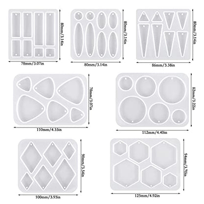 SENHAI 12 Pcs Resin Jewelry Molds with 340 Pcs Earring Accessories, Variety Size Earring Resin Molds with Hole, Resin Earring Molds Silicone for Making Jewelry, Earrings, Pendants