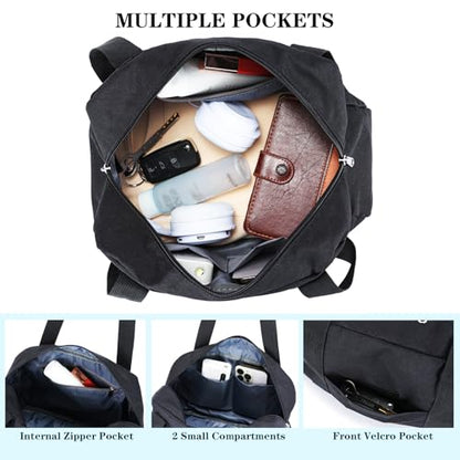 Mini Gym Bag for Women Girl 12 inch Small Gym Tote Lightweight Carry On Bag - color: Black