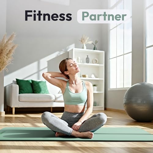 Umineux Non Slip Yoga Mat 72"x24" Exercise & Fitness Mat For Women and Men - color: Matcha Green & Black, size: 10MM