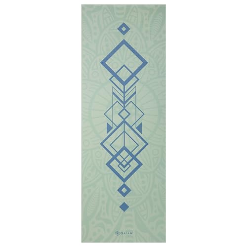 Gaiam Yoga Mat Classic Print, 4mm Non-Slip Mat | Lightweight 4mm print yoga mat with non-slip grip. Ideal for yoga, Pilates & floor workouts at home or studio. - color: Fijian Dream