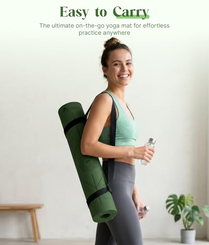 ROMIX Pro Yoga Mat With Alignment Lines, 6Mm Thick Non-Slip Exercise Mat - color: Lime